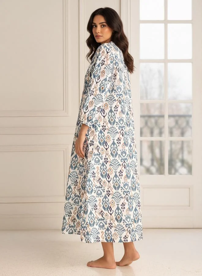 Splash FAV Night Dress Long Sleeves Printed Cotton