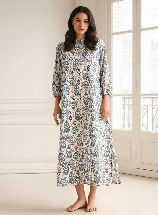 Splash FAV Night Dress Long Sleeves Printed Cotton