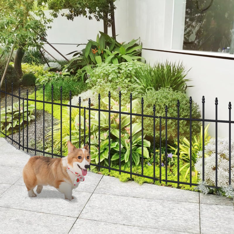 FOREHOGAR Metal Garden Fence 26 in H x 12 ft L, 6 Panels + 7 Stakes Border Dog Fence Panels Animal Barrier, No Dig Garden Fencing for Yard Patio Flower Bed Lawn Outdoor, Arch Black - Image 2