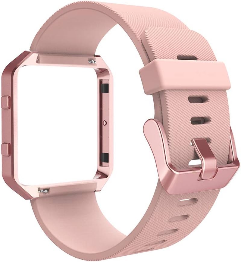 Simpeak Simpeak Sport Band Compatible with Fitbit Blaze Smartwatch Sport Fitness Silicone Wrist Band with Meatl Frame Replacement for Fitbit Blaze Men Women Large Pink BandRose Pink Frame - Image 5