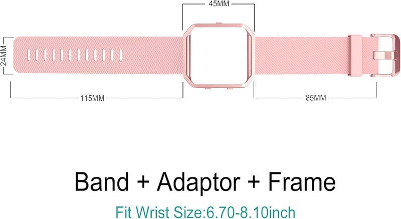 Simpeak Simpeak Sport Band Compatible with Fitbit Blaze Smartwatch Sport Fitness Silicone Wrist Band with Meatl Frame Replacement for Fitbit Blaze Men Women Large Pink BandRose Pink Frame - Image 2