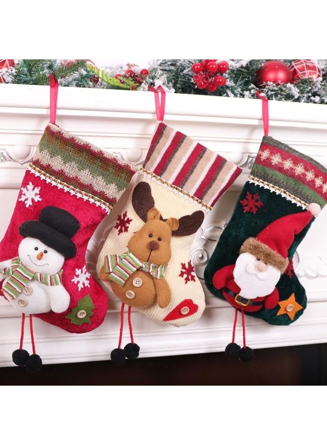 NIBEMINENT 2-Piece Small Stocking Flannel Pendant Decoration Gift Bag Multicolour - Image 5