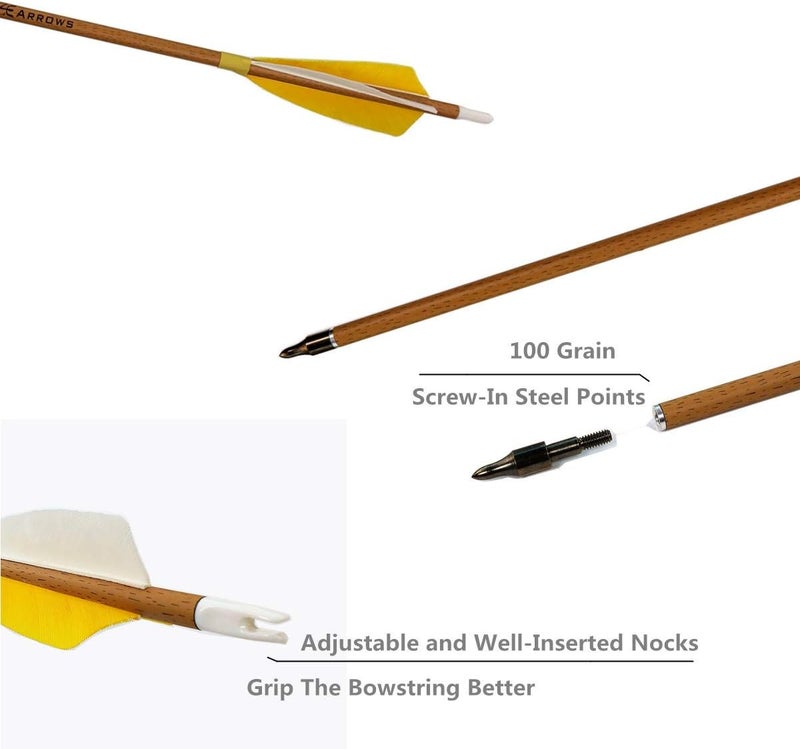 Letszhu Archery Carbon Arrows 500 Spine with Helical Real Feathers and Removable Tips for Compound Recurve Bow (6 Pack) - Image 5