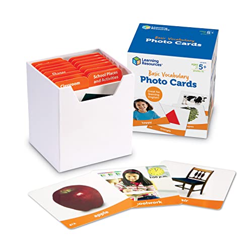 Learning Resources Basic Vocabulary Photo Cards VocabularyPhonics Learning Educational Games for Kids 156 Cards Ages 5 - Image 1