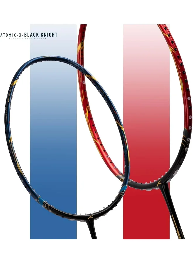 هندرد Atomic-X Black Knight Carbon Fibre Unstrung Badminton Racket With Full Racket Cover For Intermediate Players (80G, Maximum String Tension - 32Lbs)
