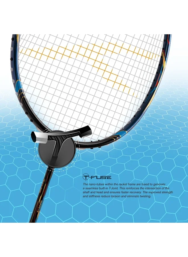 هندرد Atomic-X Black Knight Carbon Fibre Unstrung Badminton Racket With Full Racket Cover For Intermediate Players (80G, Maximum String Tension - 32Lbs)