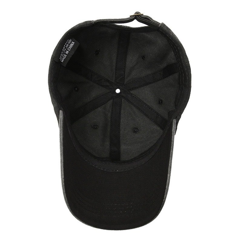 Korean Style Solid Color All-Season Denim Baseball Cap, Vintage Washed And Distressed Style, Available For , Retro Style For Adults - Image 4
