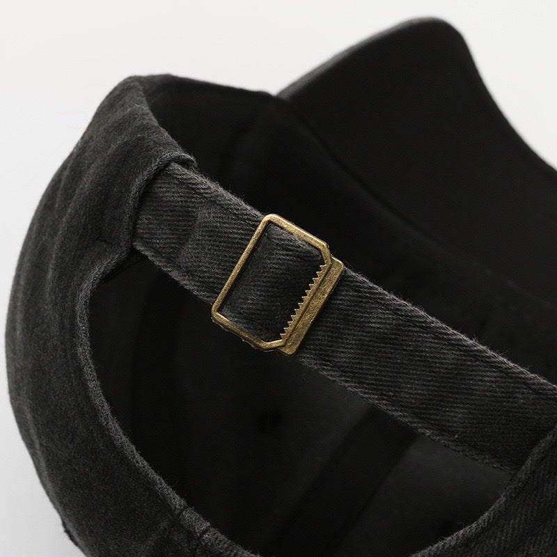 Korean Style Solid Color All-Season Denim Baseball Cap, Vintage Washed And Distressed Style, Available For , Retro Style For Adults - Image 3