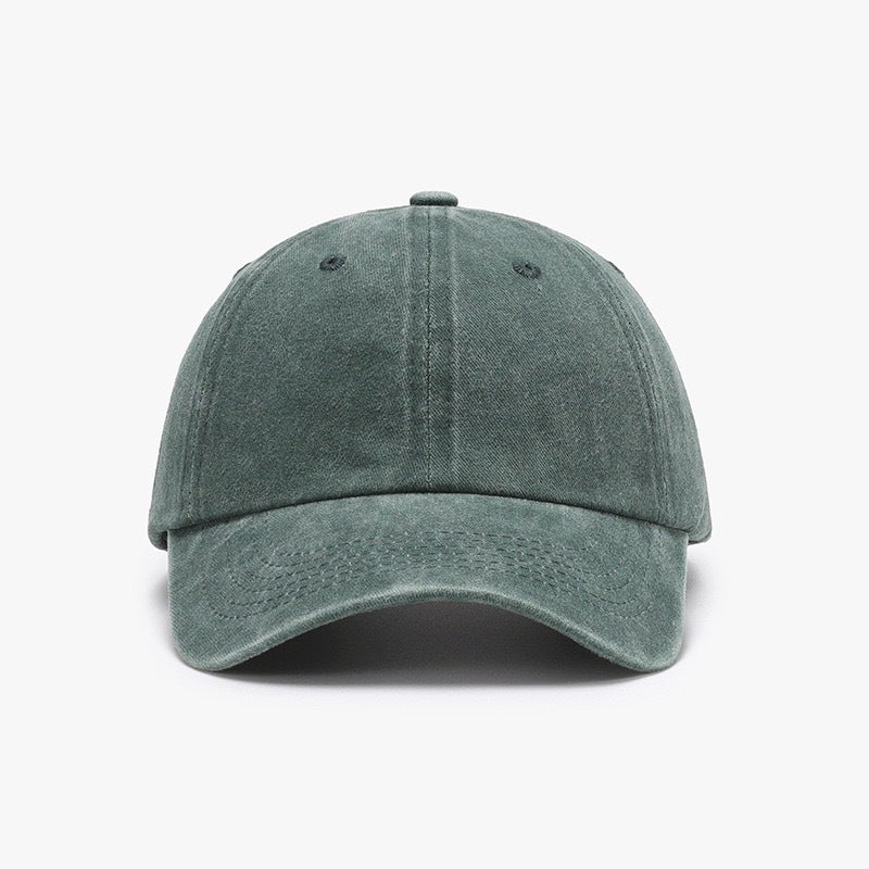 Korean Style Solid Color All-Season Denim Baseball Cap, Vintage Washed And Distressed Style, Available For , Retro Style For Adults - Image 1
