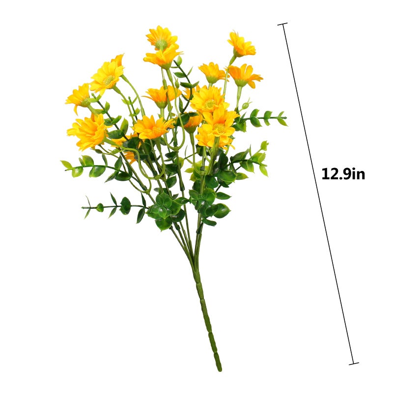 alyptus Fake Flowers Yellow Flowers for Spring Summer Decor - 8 Bundles Outdoor Christmas Flowers UV Resistant Artificial Flower for Home Garden Window Decor - Image 2