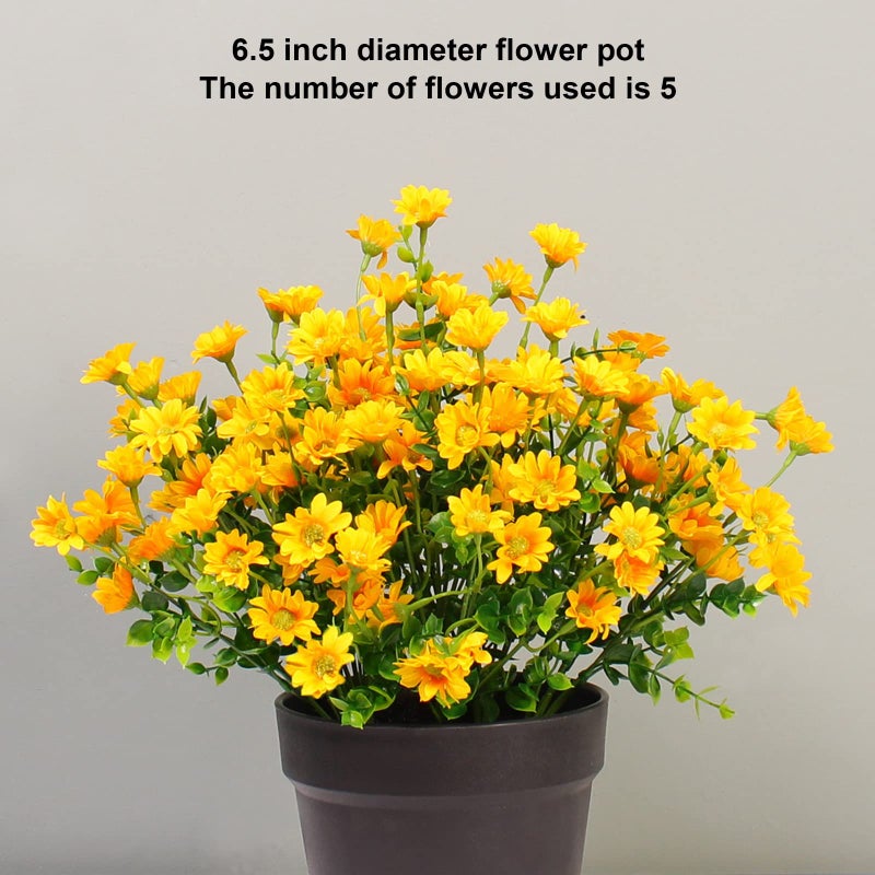 alyptus Fake Flowers Yellow Flowers for Spring Summer Decor - 8 Bundles Outdoor Christmas Flowers UV Resistant Artificial Flower for Home Garden Window Decor - Image 4