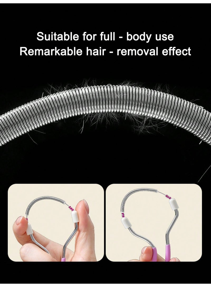 ام اس كيو مزيل شعر الوجه، عدد 2، أداة إزالة شعر الوجه بالنابض يدوية بمقبض ناعم للشفة العليا والخدين وزغب الوجه الناعم (وردي) - Image 3