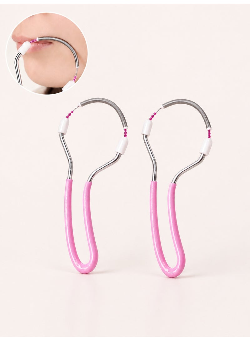 ام اس كيو مزيل شعر الوجه، عدد 2، أداة إزالة شعر الوجه بالنابض يدوية بمقبض ناعم للشفة العليا والخدين وزغب الوجه الناعم (وردي) - Image 1