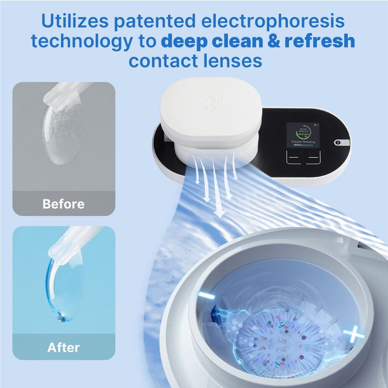 3N 3N ReO2 Contact Lens Cleaner, Electrophoresis Technology, FDA 510K Approval, with Mirror and Tweezer, Deep Clean Daily Disposable, Weekly and Monthly Lens, Advanced Contact Lens Care Solution (White)  - Image 2