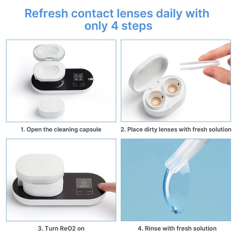 3N 3N ReO2 Contact Lens Cleaner, Electrophoresis Technology, FDA 510K Approval, with Mirror and Tweezer, Deep Clean Daily Disposable, Weekly and Monthly Lens, Advanced Contact Lens Care Solution (White)  - Image 4
