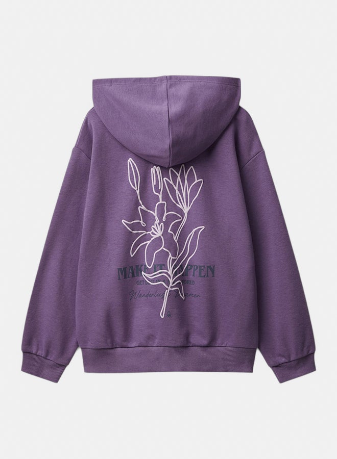 Benetton Girls Zip-up hooded sweatshirt with print - Image 3
