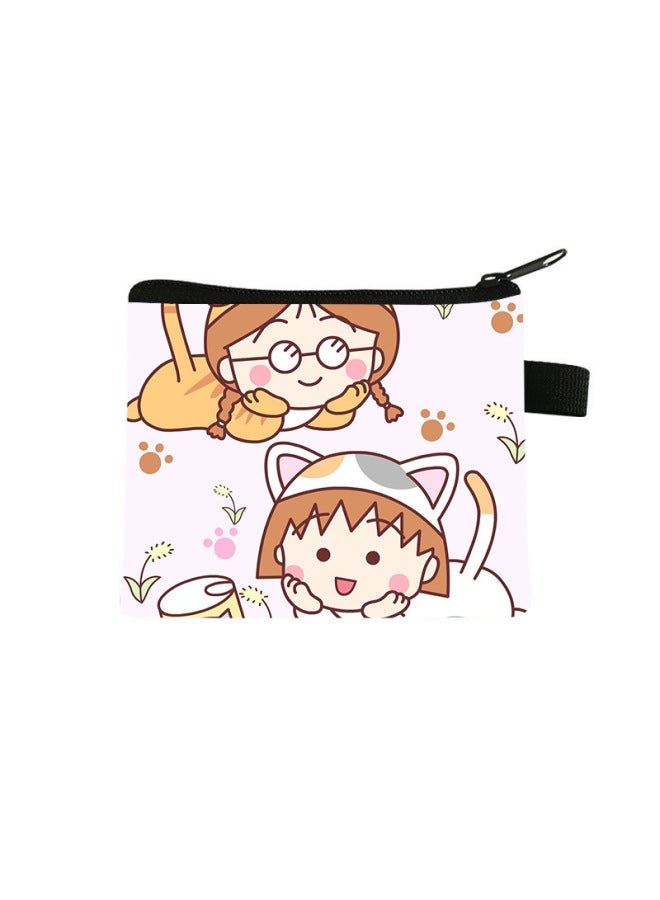 Chibi Maruko-chan Coin Purse Kidsren's Large-capacity Key Card Holder Polyester Cartoon Portable Small Wallet Bag