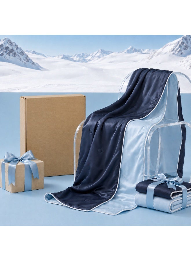 Premium cooling blanket, perfect for summer, a thoughtful gift for your pet, Breathable, washable, and heat-absorbing, it helps keep your pet cool on hot nights, Light blue and gray color scheme, 200×150cm - Image 4