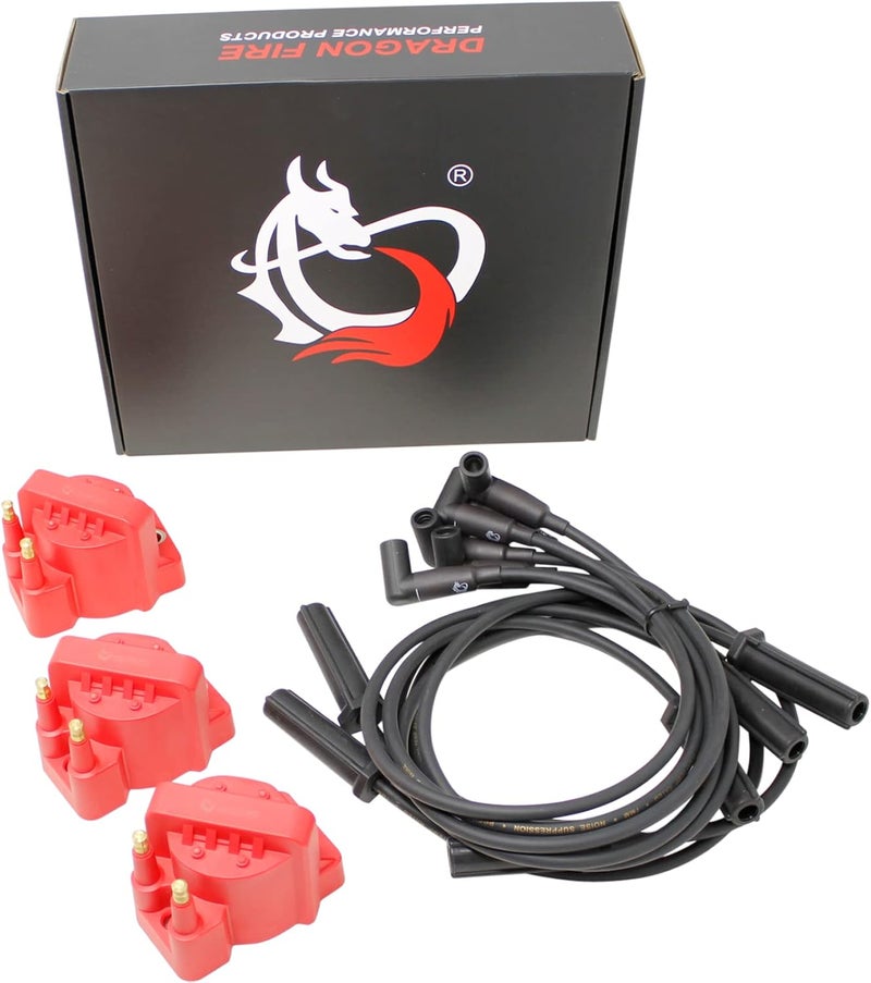 AIP Electronics Dragon Fire Performance Ignition Coil Pack & Plug Wire Set Tune Up Kit for Buick Chevrolet Oldsmobile Pontiac V6 - Image 1