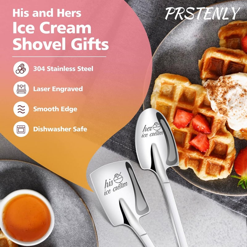 PRSTENLY Gifts for Him Her, 2 Pcs His and Hers Ice Cream Spoons Boyfriend Girlfriend Couples Gift Ideas, Wedding Anniversary Engagement Birthday Graduation Gifts for Her Him Husband Wife Couple - Image 3