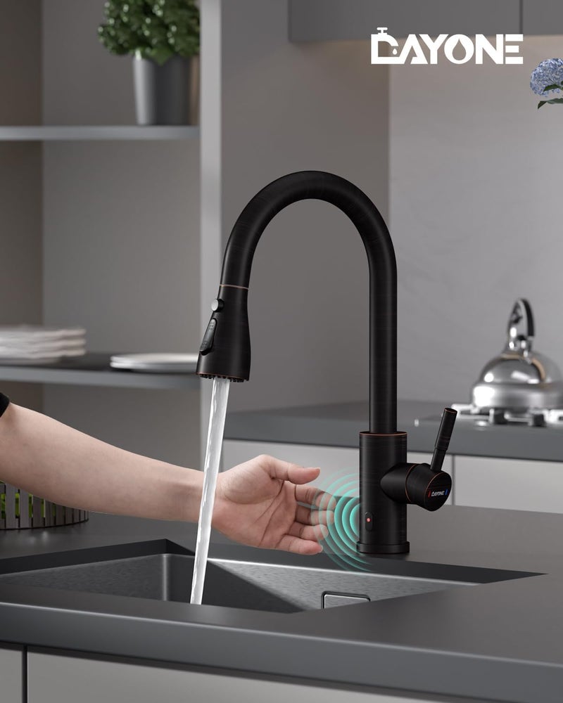 DAYONE Touchless Bronze Kitchen Sink Faucet with Pull Down Sprayer and Soap Dispenser, Oil Rubbed Brown 3 Modes Motion Sensor Hands-Free Single Handle Touch Faucet for Kitchen Sink High Arc - Image 4