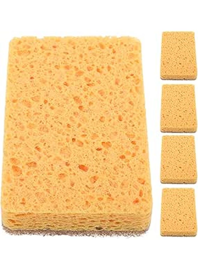 5 Pack Natural Wood Pulp Kitchen Sponges Super Absorbent Reusable Scrub Pads 11x7cm - Image 1