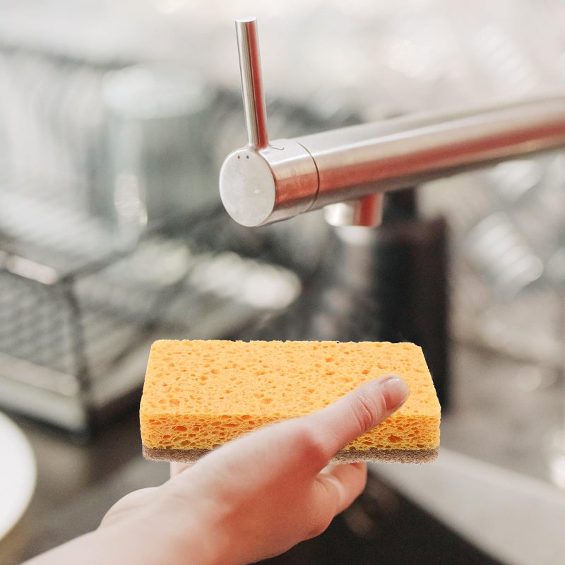 5 Pack Natural Wood Pulp Kitchen Sponges Super Absorbent Reusable Scrub Pads 11x7cm - Image 5