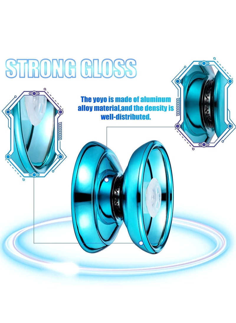 SOLARAE Metal Yoyo, 3 Pcs Aluminum Alloy Yo-yo Responsive Ball with Finger Cots and Replacement Ropes, Premium Bearing Steel Roller Bearing Yo-yo - Image 3