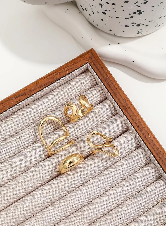 Take Two Take Two Set of 4 - Gold Tone Wrap Statement Rings