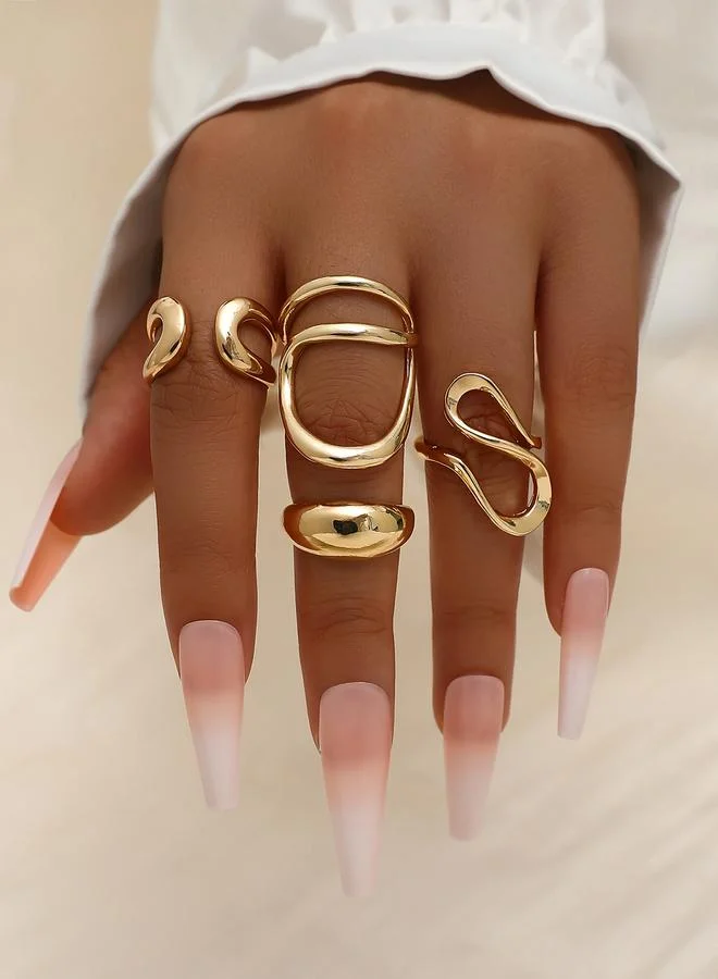 Take Two Take Two Set of 4 - Gold Tone Wrap Statement Rings