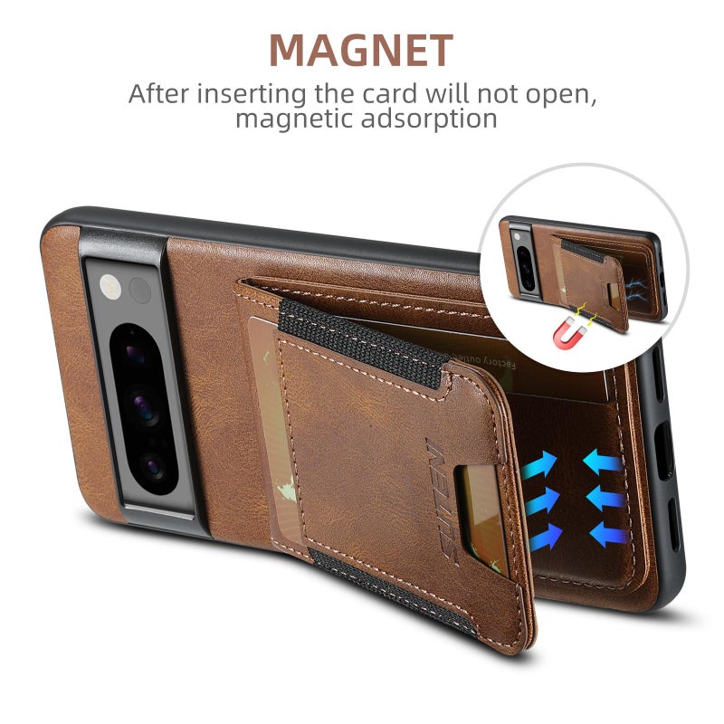 Suteni For Google Pixel 10 H03 Oil Wax Leather Wallet Stand Back Phone Case(Brown) - Image 3