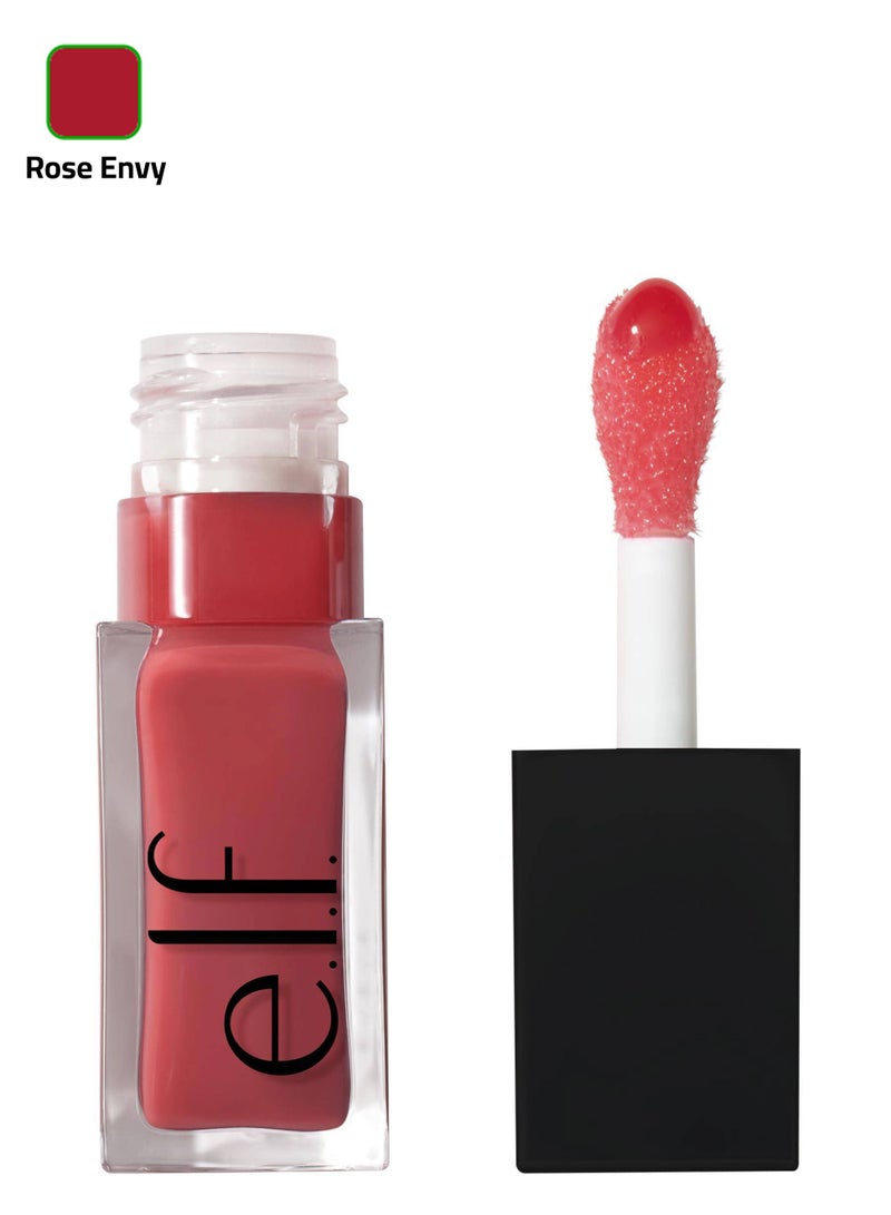 elf Glow Reviver Lip Oil, Nourishing, Tinted Lip Oil for a High Gloss Finish, Enriched with Jojoba Oil Rose Envy - Image 1