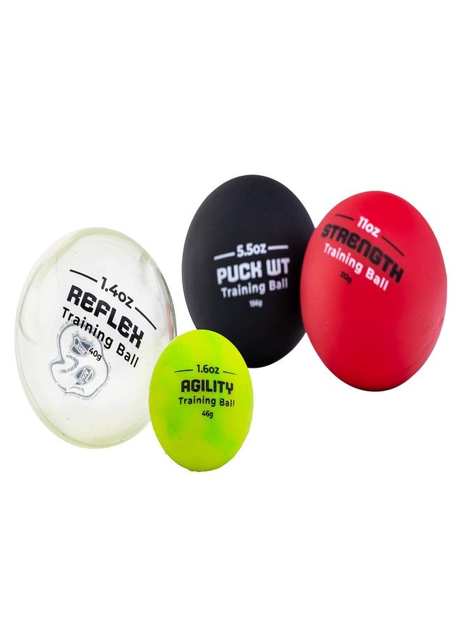 Franklin Sports NHL Hockey Stick Handling Balls - (4) Hockey Training Aids for Stick Handling + Hands Practice - On + Off Ice Equipment - Weighted + Mini Balls for Speed Training - Image 1