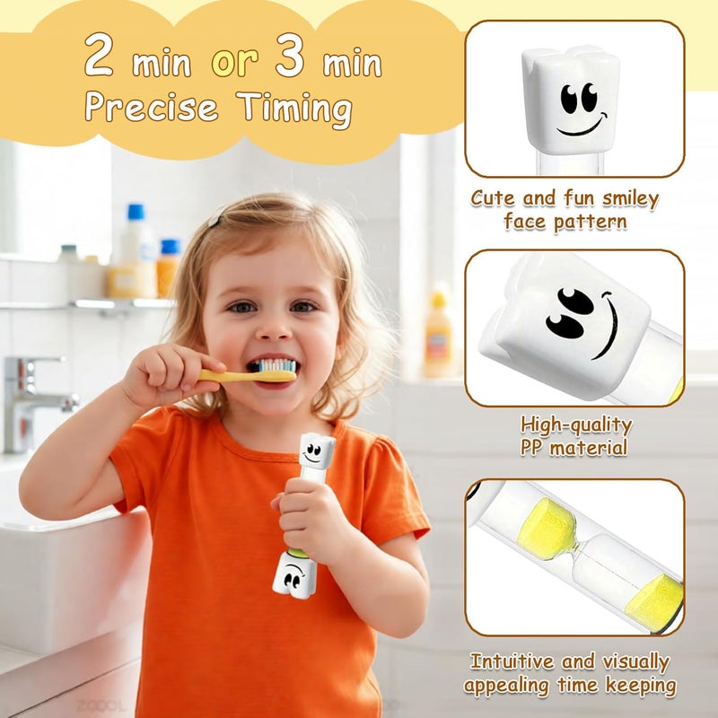 Fresilkora 5PCS Kids Toothbrush Timer, 2 Minute & 3 Min Timer for Teeth, Teeth Brushing Sand Time r for Kid, 2 Minute Sand Kids Time r, Fun Bathroom Hourglass, Dental Hygiene Habit Tool (2Min×3pcs 3Min×2pcs) - Image 3