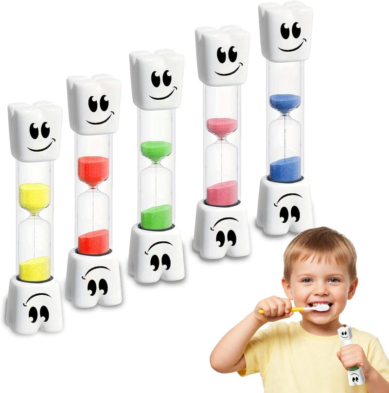 Fresilkora 5PCS Kids Toothbrush Timer, 2 Minute & 3 Min Timer for Teeth, Teeth Brushing Sand Time r for Kid, 2 Minute Sand Kids Time r, Fun Bathroom Hourglass, Dental Hygiene Habit Tool (2Min×3pcs 3Min×2pcs) - Image 1