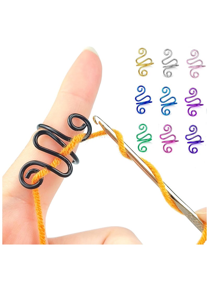 10 Pcs Crochet Ring, Yarn Guide Crochet Accessories, Adjustable Crochet Tension Ring for Knitting and Crocheting, A woven gift for mother and grandmother - Image 1