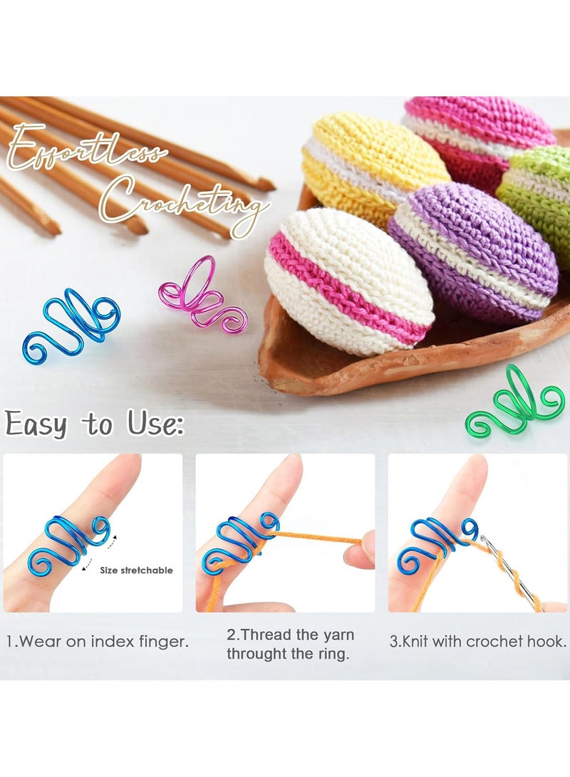10 Pcs Crochet Ring, Yarn Guide Crochet Accessories, Adjustable Crochet Tension Ring for Knitting and Crocheting, A woven gift for mother and grandmother - Image 4