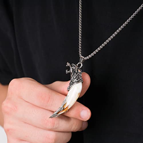 HAQUIL Silver Wolf Tooth Necklace - Men's Animal Fang Pendant With Retro Head Spear Chain for Ceremony Gift Jewelry - Image 5