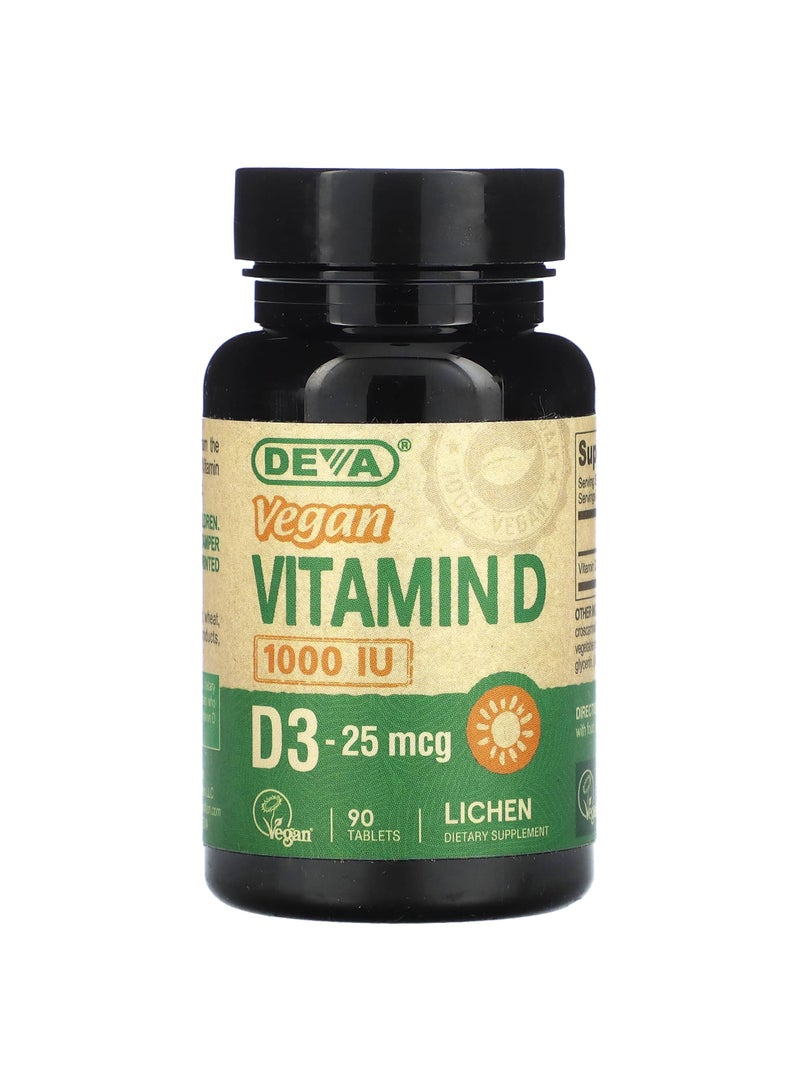 Deva Vegan Vitamin D3, 25 mcg (1,000 IU), 90 Tablets