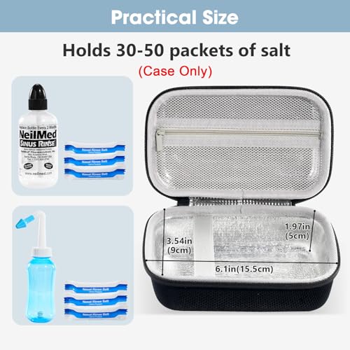 ProCase Travel Case for NeilMed Sinus Rinse Packets Carrying Bag for Maoever Neti Pot Nasal Rinse Portable Case for Sinus Rinse Bottle and Nasal Wash Salt Packets or Nose Cleaner Kit Black - Image 5