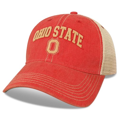Legacy NCAA Officially Licensed Baseball Hat Ohio State Buckeyes Lightweight Cap for Men Women Old Favorite Trucker Adjustable OFA Scarlet Trucker One Size Fits Most Snapback Closure - Image 1