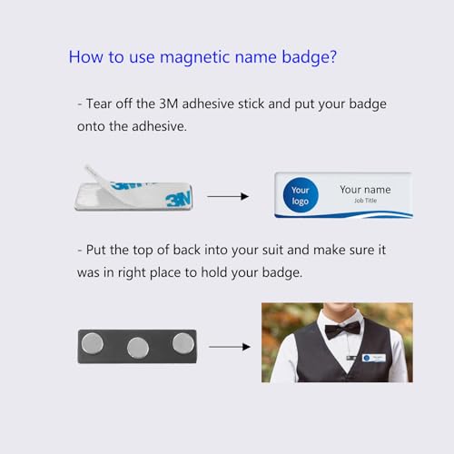 AplysiaTech Strong Name Tag Magnets 1.77 x 0.5 inches, Name Tag Magnet Backs with 3 Extra-Strong Disc Neodymium for ID Badge Holders - 12Pack,Magnetic Name Badge Holders with Steel Back Plate - Image 4