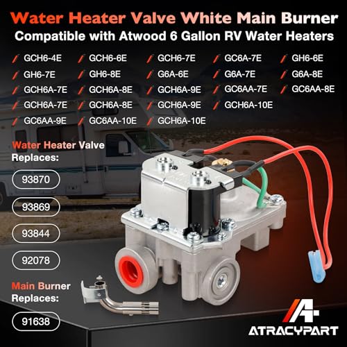 ATRACYPART RV Water Heater Solenoid Gas Valve 91638 Main Burner Kit Compatible with Atwood 6Gallon Models GC6AA10E G6A8E G6A6E GCH64E GH66E GCH6A8E Replaces 93844 93870 92078 92089 - Image 3