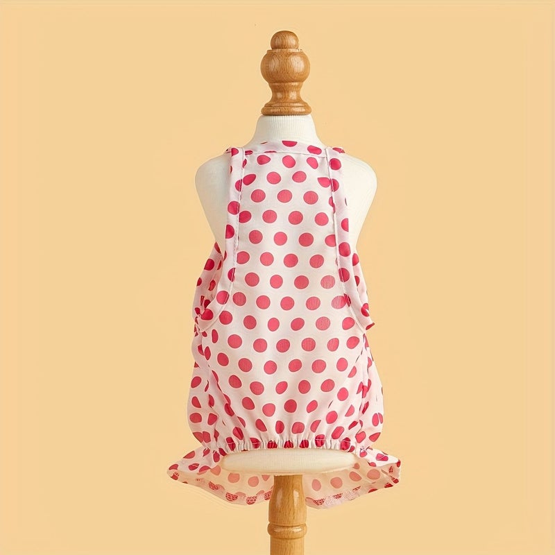Orange Polka Dot Knit Dog Dress All Season Pullover For Small Breeds - Image 4