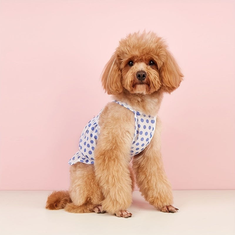 Orange Polka Dot Knit Dog Dress All Season Pullover For Small Breeds - Image 3