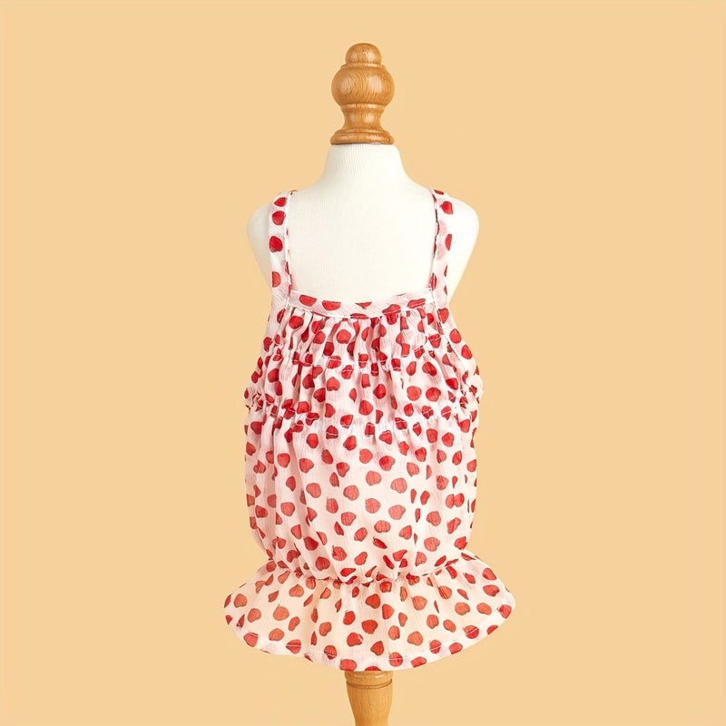 Orange Polka Dot Knit Dog Dress All Season Pullover For Small Breeds - Image 5
