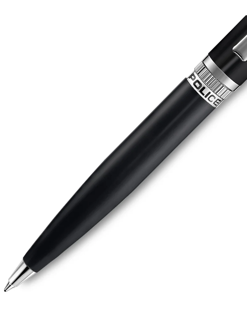 Police Black/Silver Vivaldi Stainless Steel Trims Twist Ballpoint Pen for Men, Blue Ink for Men | Best Price UAE