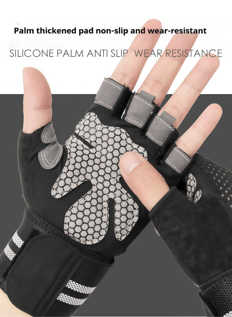 maffick Professional Gym Workout Gloves with Extended Wrist Support - Anti-Slip Honeycomb Silicone Palm & Breathable Mesh - Heavy Duty Weightlifting, Cycling & Fitness Exercise Gloves for Men & Women - Image 2