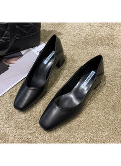 Rup Art Low Heel Shoes Women Dressy Comfort Elegant Women Casual Shoes Thick Heel Pointed Toe High Heels Solid Color Sleek Commuter Shoes Office Lady  - Image 3