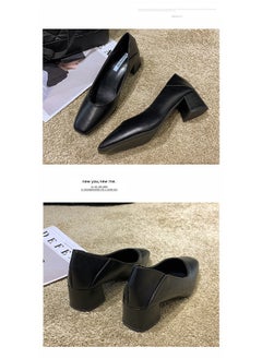 Rup Art Low Heel Shoes Women Dressy Comfort Elegant Women Casual Shoes Thick Heel Pointed Toe High Heels Solid Color Sleek Commuter Shoes Office Lady  - Image 5